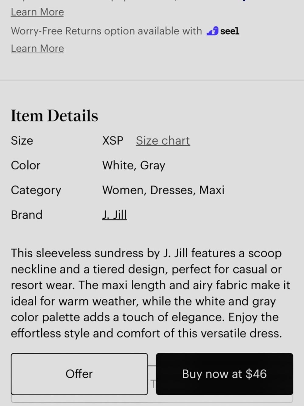 J. Jill Cream Dress with Blue & Black Vertical Stripes - Picture 8 of 8